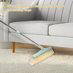 Broom and Dustpan Set,Squeegee Broom,Long Handle Broom and Dustpan Set,Broom with Stand Up Dustpan Combo Set,Squeegee - Kit for Indoor Cleaning 2+1 for Home, Office, Lobby(Green)