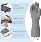 Dishwashing Gloves for Kitchen, 4 Pairs Rubber Cleaning Household Dish Washing Latex Glove with Hanging Hook (Black+Blue+Green+Grey, Medium)