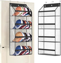 AOODA Clear Over the Door Hat Racks for Baseball Caps, Hold 48 Caps Hat Storage Organizer for Closet Wall, Deep Pockets Hanging Snapback Holder Shelves with 3 Hooks, Black