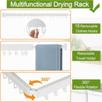 Clothes Drying Rack, Laundry Drying Rack Wall Mount, 3-Fold Wall Mounted Clothes Drying Racks for Hanging Clothes, Foldable & Sturdy Space Saver for Laundry Room -White