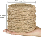 Tenn Well 5mm Jute Rope, 164 Feet 4Ply Twisted Thick Twine Rope for Gardening, Crafting, Recycling, Cat Scratching Post, Farmhouse Decor, Macrame Projects