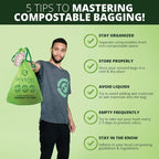 3 Gallon Compostable Trash Bags Liners Drawstring, Heavy Duty Extra Thick 1 Mil, 11.36 Liter, 50 Bags, Small Kitchen Food Scrap Waste Bag, ASTM D6400, US BPI and OK Compost Home Certified