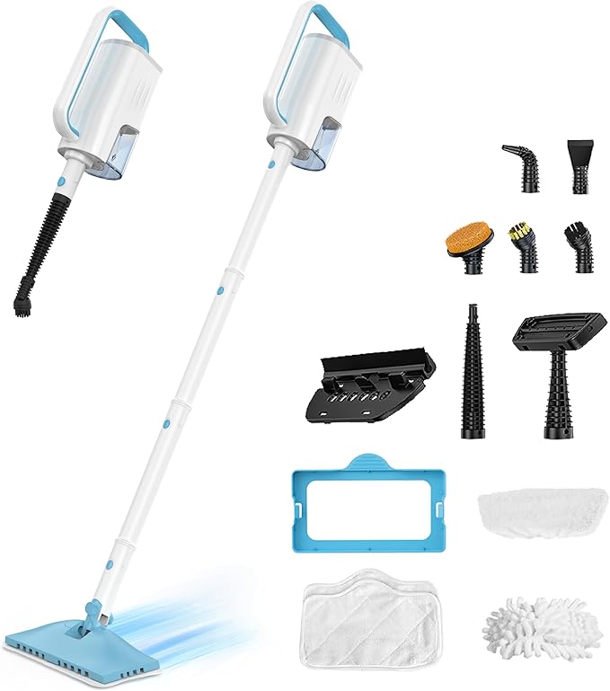 Steam Mop, All-in-One Powerful Handheld Steam Cleaner with 2 Levels Steam Mode, 350ML Tank, 23FT Cord, Quick-Heating Steam Mop Cleaner for Home and Floor Carpet Kitchen Bath Cleaning