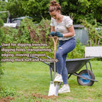 Berry&Bird Garden Digging Spade, 41" Stainless Steel Square Border Spade, Heavy Duty European Shovel with D-Grip Handle, Traditional English Style Flat Shovel for Digging, Yard Work, Transplanting