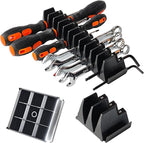 Wrench Organizer for Tool Box & Drawer, Reinforced Anti-Slip Toolbox Organizer System, Universal Tool Organizers and Storage for Wrenches & Screwdrivers (Metric & SAE Labels, No Magnet, Black, 42PC)