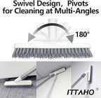 ITTAHO 2 Pack Grout Cleaning Brush with Long Handle, Swivel V-Shape Grout Scrub Brush, Extendable Handle for Tile Floors, Bathroom, Shower, Corner