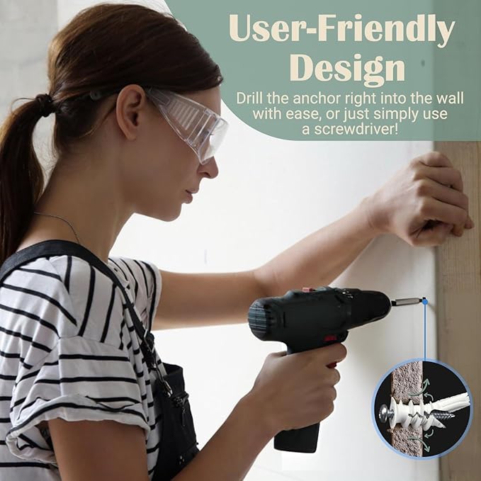 Premium Nylon 66 Self-Drilling Drywall Anchors & Screws kit | Hang Cabinets, Tv Wall Mount, Pictures, Towel Racks | 10#8X 1-1/4 Philips Screws and 10 Nylon Anchors | Holds 90lbs