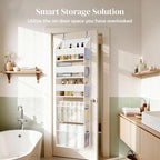 5 Tiers Over Door Organizer with 10 Mesh Side Pockets, 50 lbs Weight Capacity Hanging Storage Organizer with Clear Window Kids Toys, Shoes, Diapers, Beige