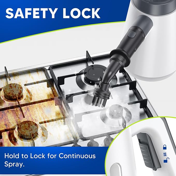 Handheld Steam Cleaner, Pressurized Steam Cleaner for Home with 10PCS Accessories, 15S Fast Heating Portable Steamer for Cleaning with Safety Lock for Home Kitchen Cleaning, Floors, Appliance Surfaces