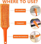 4 Pack 15 inch Reuseable Microfiber Feather Duster, Blind Duster, Gap Duster, Removable and Washable Head, Cleaning Tool for Window, Blind, Car, Wall, Dead Corner Gap, Furniture, Sofa, Screen