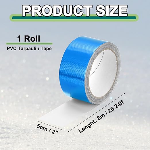 PATIKIL Awning Repair Tape 8m x 5cm Waterproof Canvas Tape High Adhesive Tear Repair Patch Kit for PVC Tarpaulin Tent Awning Fabric RV Sail Boat Cover, Blue (2" x26.24ft)
