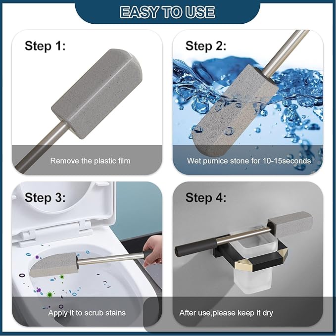 2 Pack Pumice Stone for Toilet Cleaning,16.14In Extra Long Handle Toilet Pumice Stone Toilet Bowl Cleaner Brush Toilet Scrubber for Toilets Bathtubs Grills Sinks