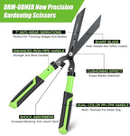 Professional Heavy Duty Hedge Shears 23" - Serrated Blade & Dual Shock Handle, Ergonomic Gardening Clippers with Anti-Rust Coating