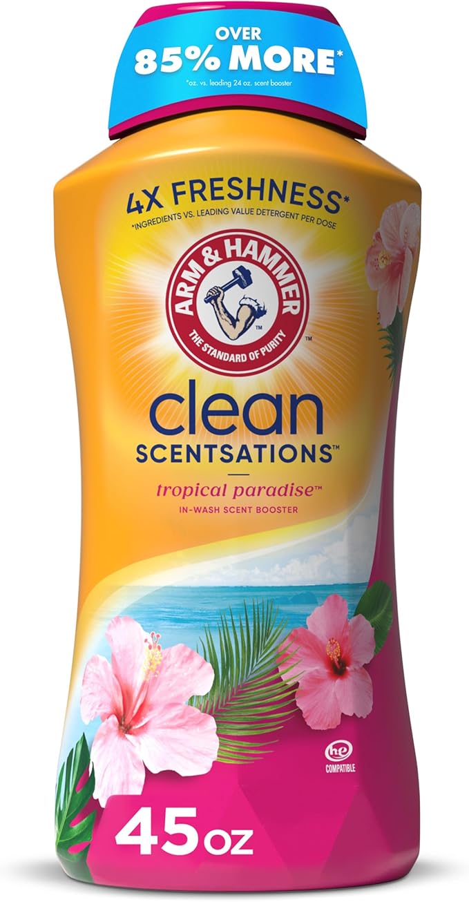 ARM & HAMMER Clean Scentsations In-Wash Scent Booster, Laundry Scent Booster Tropical Paradise scent, 45 Oz