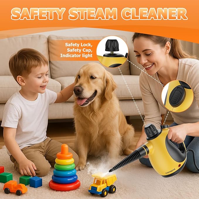 Handheld Steam Cleaner - High Pressure Steam Cleaner for Home, Multi-Functional Cleaning Tools for Kitchen, Bathroom, Couch, Car. Portable Steamer Makes Housework Easier