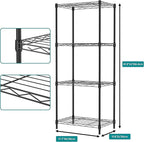 IZEUK 4 Tier Metal Wire Shelf Unit, Black Storage Rack Organizer for Kitchen, Bedroom, Living Room or Laundry Room, 17.7" W x 11.8" D x 41.9" H