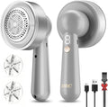 DBC Fabric Shaver, Lint Remover for Clothes with 3-Speeds and 6-Leaf Blades, 2hours runtime, 2 Replaceable Blades, Battery Operated, Sweater Shavers to Remove Pilling for Clothing, Lint Ball - Grey