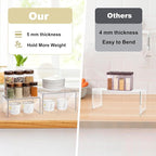 Acrylic Clear Kitchen Rack for Dishes, Spices Jars and Mugs, Kitchen Counter Cabinet Organizer, Clear Spice Rack Shelves, 5mm Thick, 2 Pack
