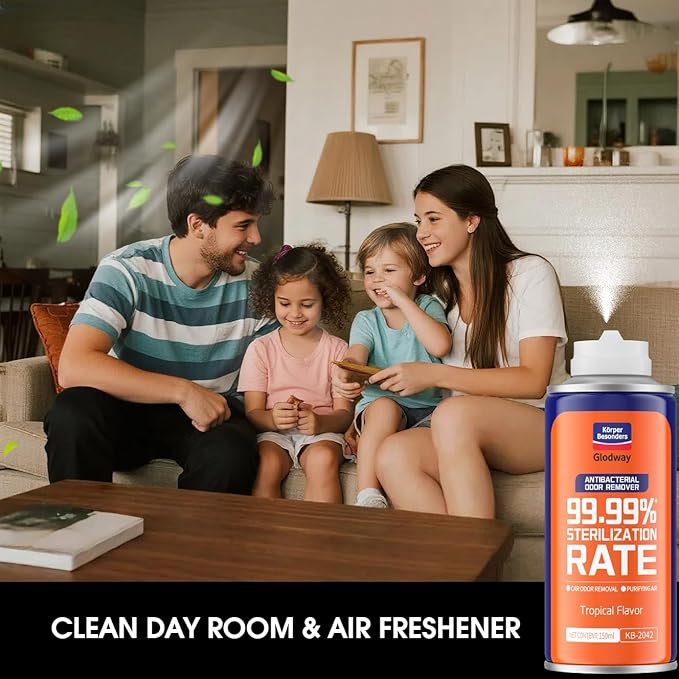 Glodway Air Refresher,Odor Eliminator Remover Spray,Odor Remover,Tropical Flavor Long-Lasting Scent For Home,Couch,Mattress,Furniture, bathroom,Fabrics & Trash,6 Ounce,4 pack