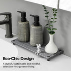 Instant Dry Sink Caddy Kitchen Sink Organizer, Quick Drying Stone Tray Diatomite Sponge Holder Soap Dish, Bathroom Countertop Fast Dry Water Absorbing Vanity Rack, Dark Gray,12" x 5"