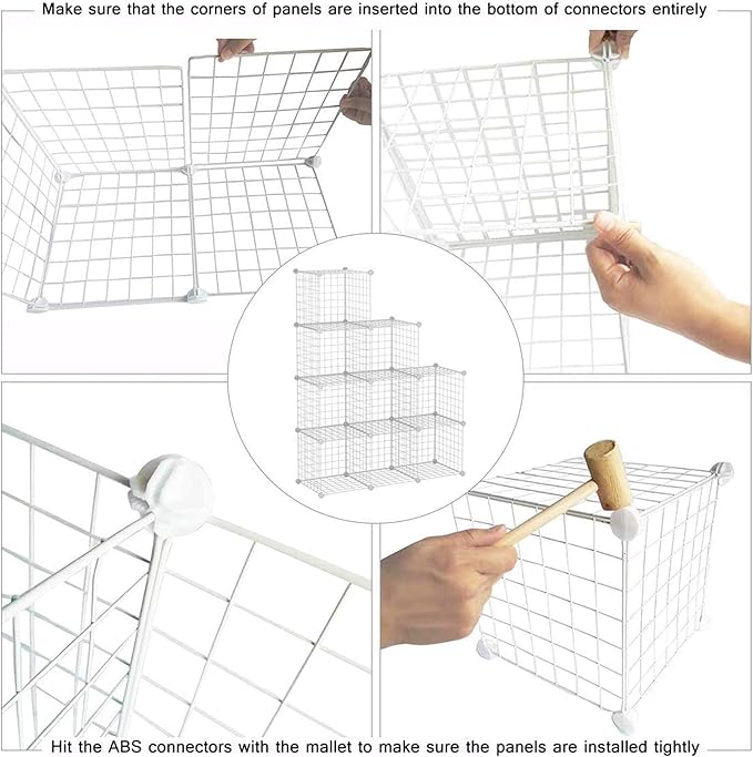 C&AHOME Wire Cube Storage, 9-Cube Organizer Metal, Wire C Grids Storage, Storage Bins Shelf, Modular Bookshelf, Closet Cabinet Ideal for Home, Living Room, Office 36.6”L x 12.4”W x 48.4”H White