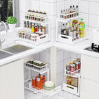 Under Sink Organizer Storage 2-Tier Heavy Duty Metal Pull Out Cabinet Organizer Slide Out Sink Shelf Organizer Height Adjustable, Multi-Purpose Storage Shelf for Kitchen Bathroom (White, 1 Pack)