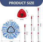 Spin Mop Replacement Set, Includes 2 Mop Head Replacement, 1 Mop Handle (30-58in Adjustable 4-Section Pole), 1 Spin Base