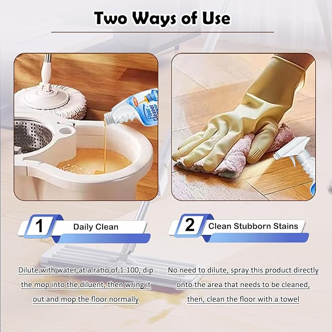 Multi-Purpose Floor Cleaner, 2 in 1 Cleaning and Maintanance Floor Cleaner, Strong and Deep Stain Removel, Remove Stains, Residue Free, Dry Fastly, Suitable for Wood/ Marble/ Ceramic Tile Flooring
