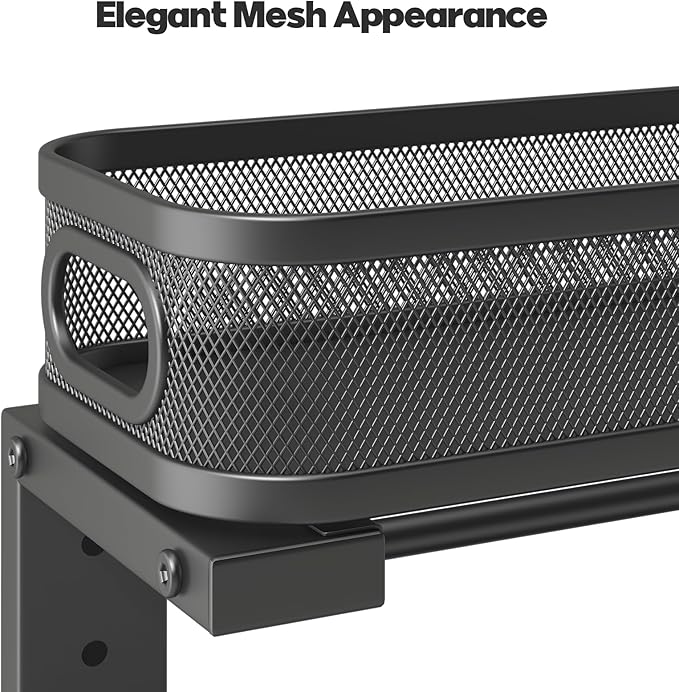 2 Pack 17.3IN-Depth Under Sink Organizer with Smooth Cylindrical Rail,2-Tier Pull Out Multi-Purpose Cabinet Storage for Bathroom&Kitchen,Height Adjustable,Rust-Resistant Coating-Black