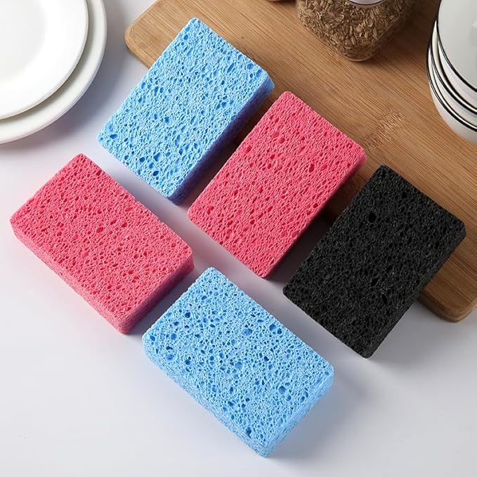 6 - Pack Non-Scratch Scrub Sponges - Sponges for Dishes and Washing Dishes, Cleaning Sponges for Kitchen Home Office, Magical 3D DIY Art and Craft Suppliers（Pink）