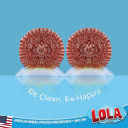 LOLA Copper Mesh Scouring Pad, 2 Pack, 45 Grams, 4" Heavy Duty Cleaning Pads, Copper Coated Knitted Wire Mesh, Recyclable, Cleans Baked On Messes