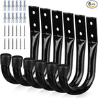 Heavy Duty Garage Storage Hooks, 6-piece Bike Hooks for Garage Wall, Utility Garage Hooks, Wall Mount J Hook for Hanging, Large Metal Storage Organizer Tool, Extension Cord Hanger