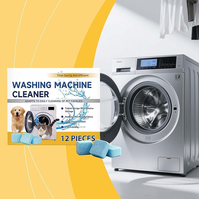 12 Pack Washing Machine Cleaner Tablets for HE Front & Top Load Washers, Deep Cleaning Washer Tablets Help Reduce Odors, Residue & Lint Buildup, Easy Dissolving Laundry Machine Cleaner (24)