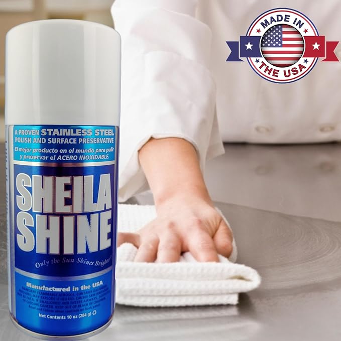 Sheila Shine 12 x 10 Oz Stainless Steel Cleaner and Polish Spray w/Microfiber Cleaning Cloth, Removes Grease, Fingerprints, Streaks, Household Kitchen Cleaner Spray for Stainless Steel & Appliances