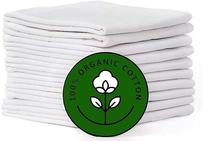 Flour Sack Kitchen Towels |Organic Cotton Blank Towel| Tea Towel Crafting Embroidery|Flat Thick Absorbent Quick Dry | Baking Bread Proofing Breathable Linen Cloth Cover Set of 10, 28 x 28 Inch, White
