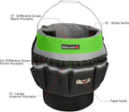 IRONLAND Bucket Tool Organizer Fit 3.5-5 Gallon Bucket, 51 Pockets, Bucket Tool Caddy Organization for Garden, Construction, Carpenter, Electrician, Builder Green & Black