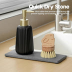 2PCS Diatomite Quick Stone Drying Tray Mat For Bathroom & Kitchen Counter, Instant Dry Water Absorbent Drink Bar Coaster,Vanity Sink Caddy Organizer,Dish Soap Sponge Holder, Dark Gray,9"x3.5"