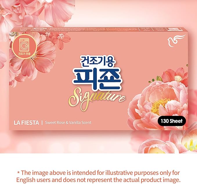 Pigeon Signature Dryer Sheets Laundry Fabric Softener, Vanilla & Rose, La Fiesta, Reduce Static Cling, Eliminate Strong Odor, Infused with Flower Essence, Safe for All, 130 Counts