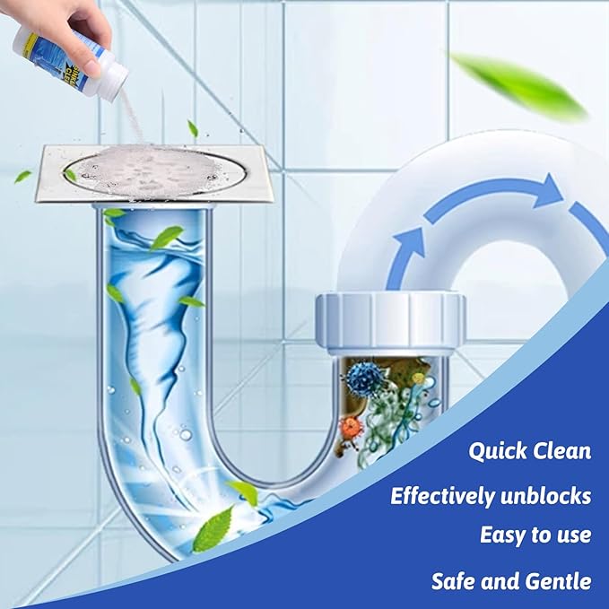 Powerful Sink Drain Cleaner - Fast Foaming Pipeline Dredging Agent for Kitchen Sink,Bathroom & Shower,Toilet Pipes (5pcs, sky blue)