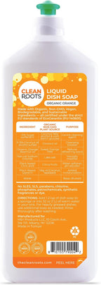 Liquid Dish Soap – EcoGarantie Certified, 100% Plant-Based Formula, Made with Organic Ingredients, Scented with Organic Orange Essential Oil – 24.6 fl oz (730 mL), Pack of 3