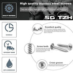 #8 Screws Assortment Set 210Pcs 410 Stainless Steel Standard Thread Truss Head Fast Self Tapping Wood Screw by SG TZH