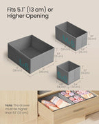 SONGMICS Drawer Organizers, Dresser Divider Organizers, Set of 18, Foldable Fabric Storage Boxes for Socks, Underwear, Bras, Ties, Scarves, Dove Gray URDZ006G05