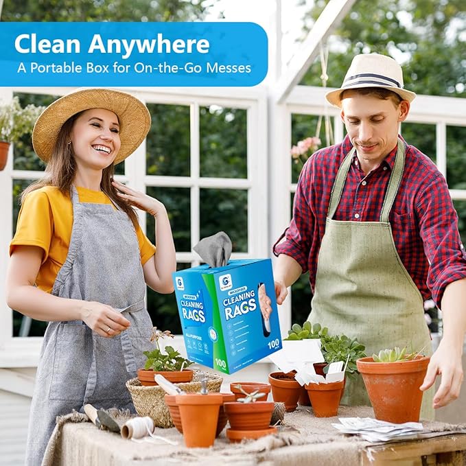 GLIMGLINT Microfiber Cleaning Cloth, 100 Pack Cleaning Rags, Lint-Free, Ultra Absorbent Reusable Paper Towels for Home, Kitchen, Car, Garage or Shop, Dish Rags, 11" x 9", Grey