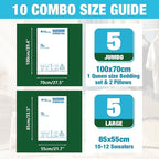 Vacuum Storage Bags, 5 Jumbo and 5 Large Space Saver Vacuum Seal Bags, Space Bags, Vacuum Seal Bags for Clothing, Clothes, Blankets, Bedding (5 Jumbo 5 Large)