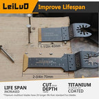 LEILUO 50 Pcs Multitool Blade for Wood Nails Drywall Titanium Oscillating Saw Blades Japanese Tooth Oscillating Tool Accessories with Storage Bag Compatible with DeWalt Makita Dremel and More