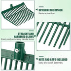 WILLBOND 6 Pcs Manure Fork Head 18 Tines Pitch Fork Head with Screws and Nuts Durable Stable ABS Plastic Replacement Pitchforks for Gardening Horse Stall Picking up Manure Grass Hay Olive