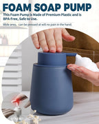 Bosilunlife Ceramic Foaming Soap Dispenser - 12oz Nave Blue Foam Hand Wash Dispenser Bathroom Countertop Soap Dispensers Kitchen Dish Soap Pump Dispenser Liquid Soap Dispenser for Bathroom