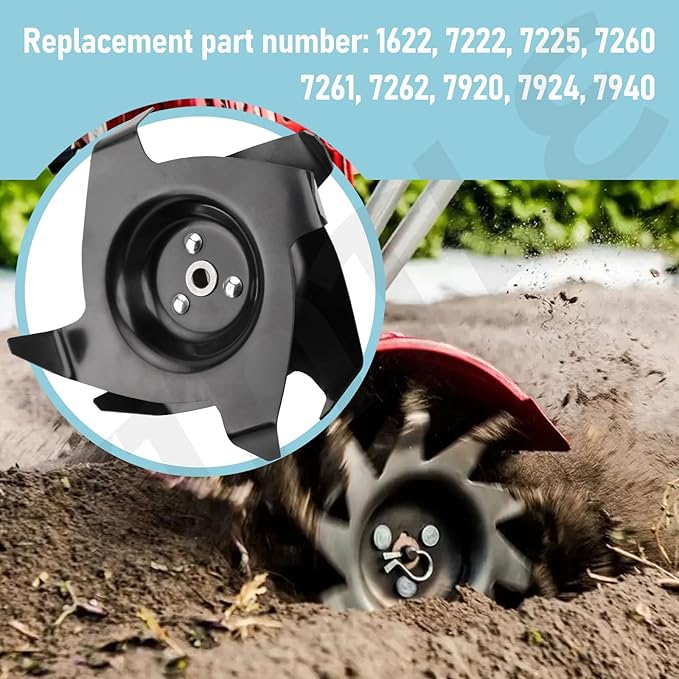 Upgrade 1622 Power Tiller Tines Compatible with Man-tis 7222, 7225, 7260, 7261, 7262, 7920, 7924, 7940 Tiller/Cultivators, Till up to 10-Inch deep and 9-Inch, It Can Effectively Loosen and Treat Soil