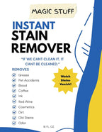 Magic Stuff Instant Stain Remover - Fast-Acting Carpet & Upholstery Cleaner - Removes Food, Wine, Coffee & Pet Stains- Odor-Free, No Rinse, Kid & Pet Safe Formula