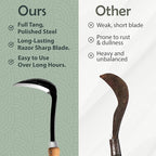 Muldale Japanese Weeding Sickle – Curved Razor Hand Hoe Garden Tool with Ergonomic Wooden Handle for Easy Manual Weeding & Gardening